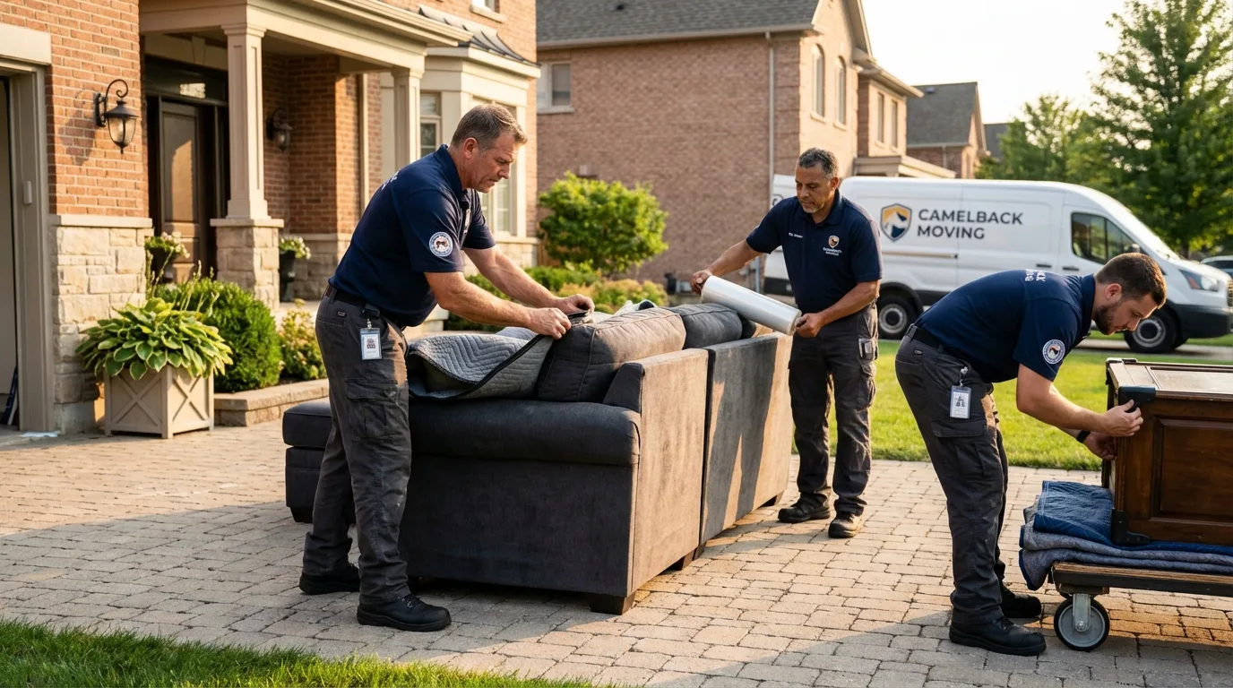 Large estate moving crew wrapping furniture in Brewster, WA